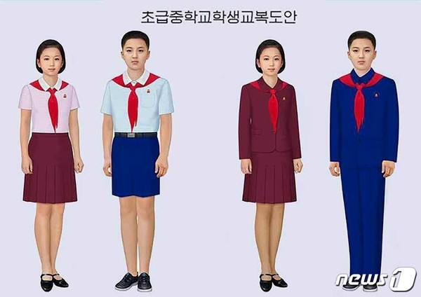 북한이 산업미술 우수사례로 꼽은 초급중학교(중학교) 학생 교복 도안(사진=노동신문/뉴스1)