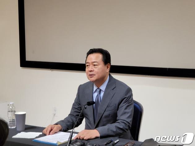 조현동 주미슬롯 무료 사이트가 24일(현지시간) 워싱턴DC에 있는 한국문화원에서 특파원 간담회를 하고 있다. ⓒ News1 김현 특파원