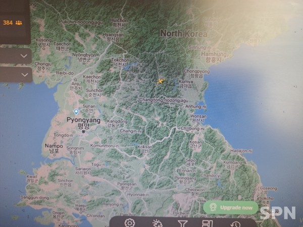 북한 상공을 비행 중인 러시아 군용기(사진=Flightradar24)