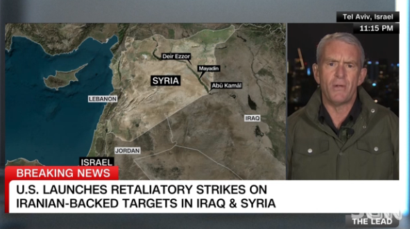 미국 CNN방송이 미군의 이라크·시리아 내 이란 민병대에 대한 보복공격 속보를 전하고 있다.(사진=CNN 갈무리)