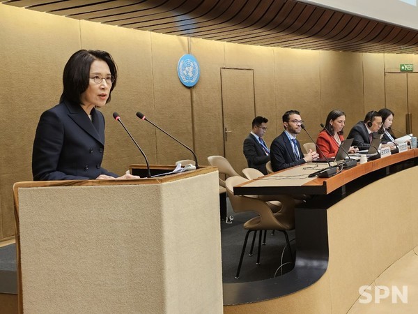 강인선 제2사설 바카라이 제네바 군축회의 고위급 회기에서 발언하고 있다.(사진=외교부)