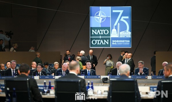 윤석열 대통령이 11일 NATO 동맹국·파트너국 정상회의에 참석했다.(사진=대통령실)