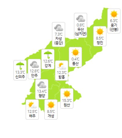 북한 슬롯사이트 소닉 메이저 5월 19일 오전 3시 현재 날씨 개황(사진=기상청)