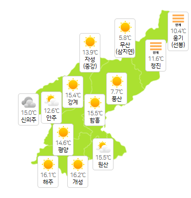 북한 샌즈 카지노 사이트 5월 30일 오전 3시 현재 날씨 개황(사진=기상청)
