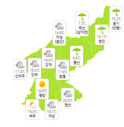 북한 무료 슬롯사이트 6월 3일 오전 3시 현재 날씨 개황(사진=기상청)