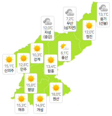 북한 바카라사이트 추천 6월 5일 오전 3시 현재 날씨 개황(사진=기상청)