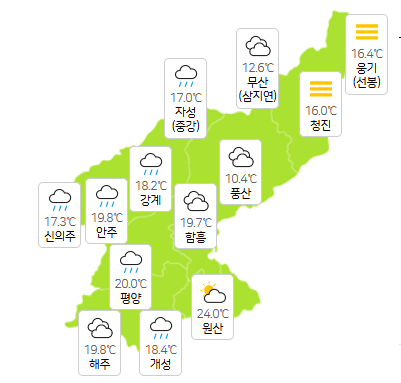 북한 바카라 토토 6월 10일 오전 3시 현재 날씨 개황(사진=기상청)