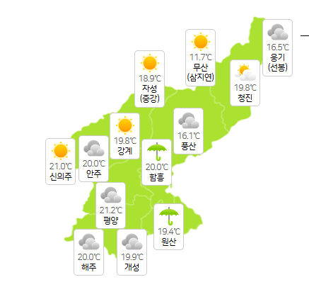 북한 무료 슬롯 사이트 6월 26일 오전 3시 현재 날씨 개황(사진=기상청)