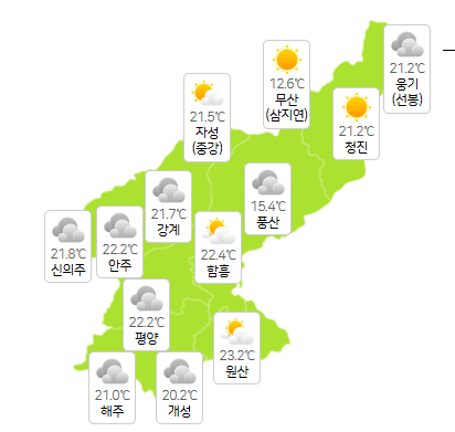 북한 파라오 슬롯 6월 27일 오전 3시 현재 날씨 개황(사진=기상청)