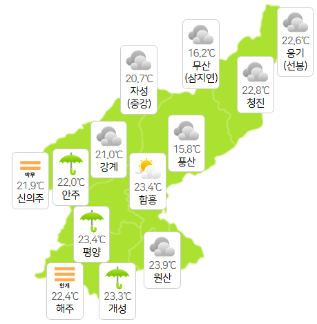북한 슬롯사이트 볼트 메이저 6월 29일 오전 6시 현재 날씨 개황(사진=기상청)