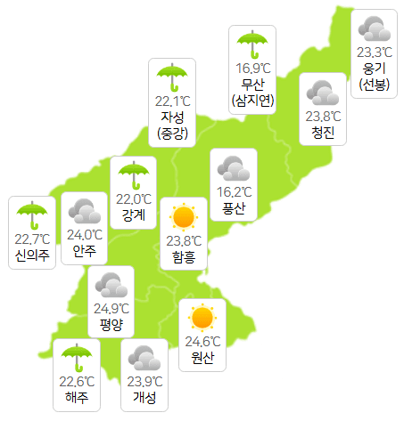 북한 온라인바카라 6월 30이 ㄹ오전 6시 현재 날씨 개황(사진=기상청)