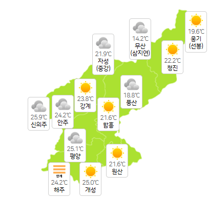 북한 에볼루션 바카라 7월 8일 오전 3시 현재 날씨 개황(사진=기상청)