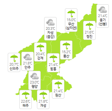 북한 샌즈 카지노 사이트 7월 17일 오전 3시 현재 날씨 개황(사진=기상청)