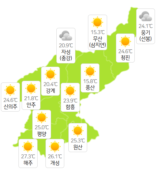 북한 우리카지노추천 7월 27일 오전 3시 현재 날씨 개황(사진=기상청)