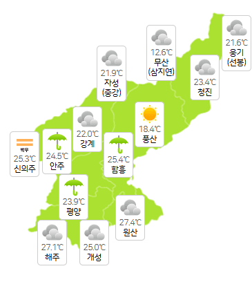 북한 바카라 사이트 8월 23일 오전 3시 현재 날씨 개황(사진=기상청)