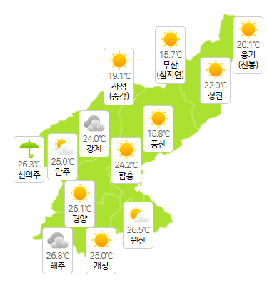북한 토토 바카라 사이트 8월 24일 오전 3시 현재 날씨 개황(사진=기상청)