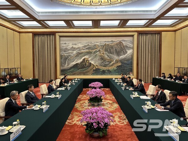 대통령 중국 에볼루션 바카라, 한정 중국 국가부주석 면담(사진=외교부)