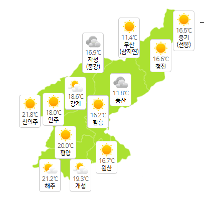 북한 온라인 카지노 사이트 9월 14일 오전 3시 현재 날씨 개황(사진=기상청)